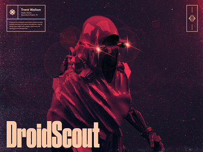 DroidScout (side view) 3d album art druk graphic design graphik illustration lasers music robot scifi synthwave texture typography