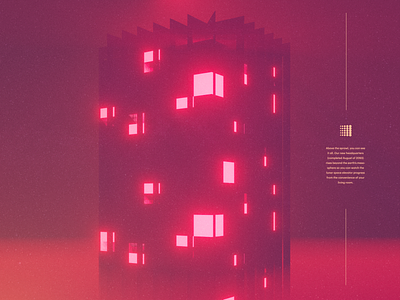 High-rise 3d blender building fog lighting retro sci-fi science fiction texture typography