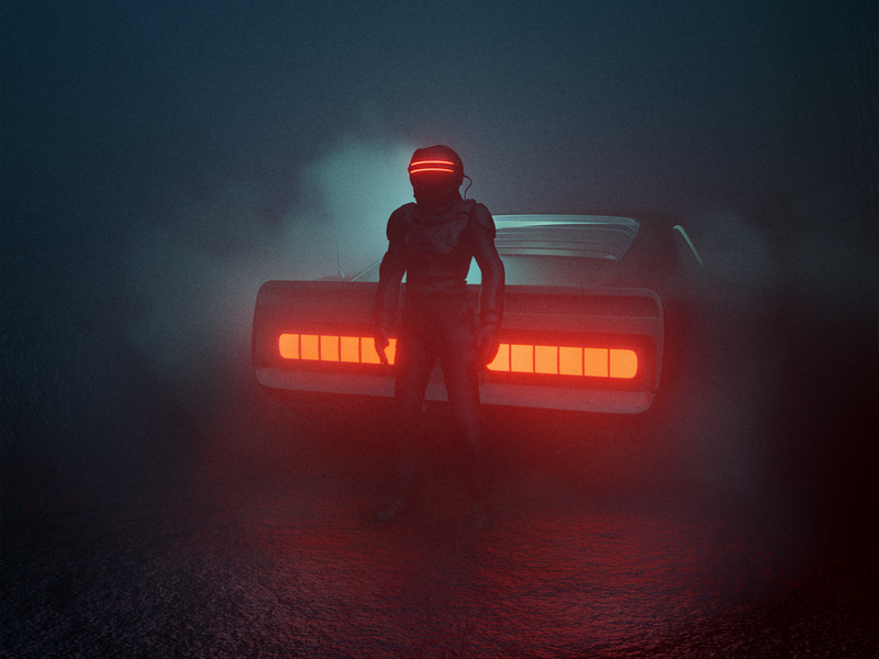 I woke up like this 3d 80s blender grain mustang neon retro sci fi science fiction shelby texture