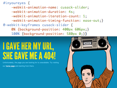 Cusack 404 blue css3 illustration yellow