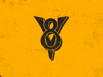 V8 black ford illustration method craft texture yellow