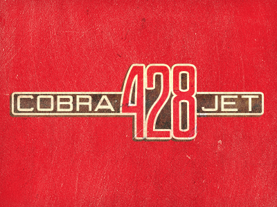 Cobra Jet ford red texture illustration type beige black bastardized banque gothic car badges