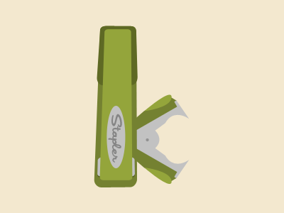 Stapler beige blog green illustration