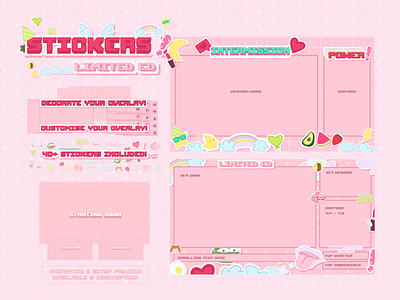 Cute Stickers Twitch Overlay Stream Packages cute cat cute fruits cute stickers cute stream design cute streamer design illustration stream packages twitch alert twitch animation twitch banner twitch be right back twitch logo twitch overlay twitch starting soon twitch stream package twitch.tv twitchemotes vector