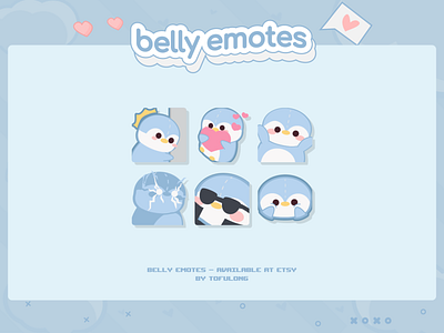 Pastel Blue Cute Twitch Emotes Designs Belly Streamer Package