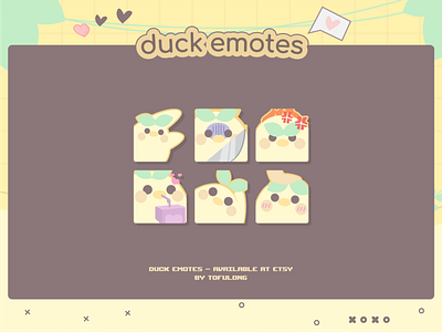 Cute Chick Duck Twitch & Discord Emotes Designs basic stream package cute twitch design esports twitch designs friends stream package gamer girl designs gamer twitch design illustration kawaii twitch designs new streamer design pastel yellow twitch popular stream packages pudding twitch overlays soft pudding designs starter stream packages starter twitch designs twitch twitchemotes