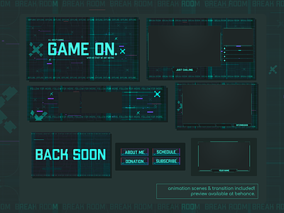 High End Glitch Gamer Stream Package Epic Twitch Overlay Design