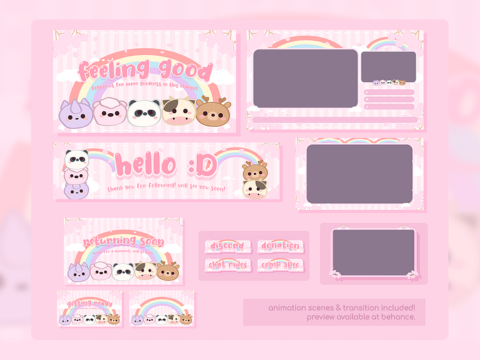 Cute Twitch Design Overlay Stream Package - Friends 02 by TofuLong on ...