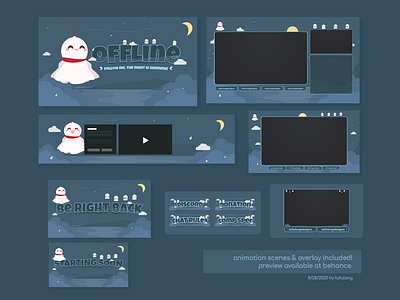 Cute Teru Bozu Stream Package | Twitch Facebook Youtube calm sky twitch overlay cute twitch design cute twitch designs design for streamers full stream package illustration japanese inspired twitch package kawaii twitch design simple twitch package streamer streamer branding teru teru bozu twitch twitchemotes vector