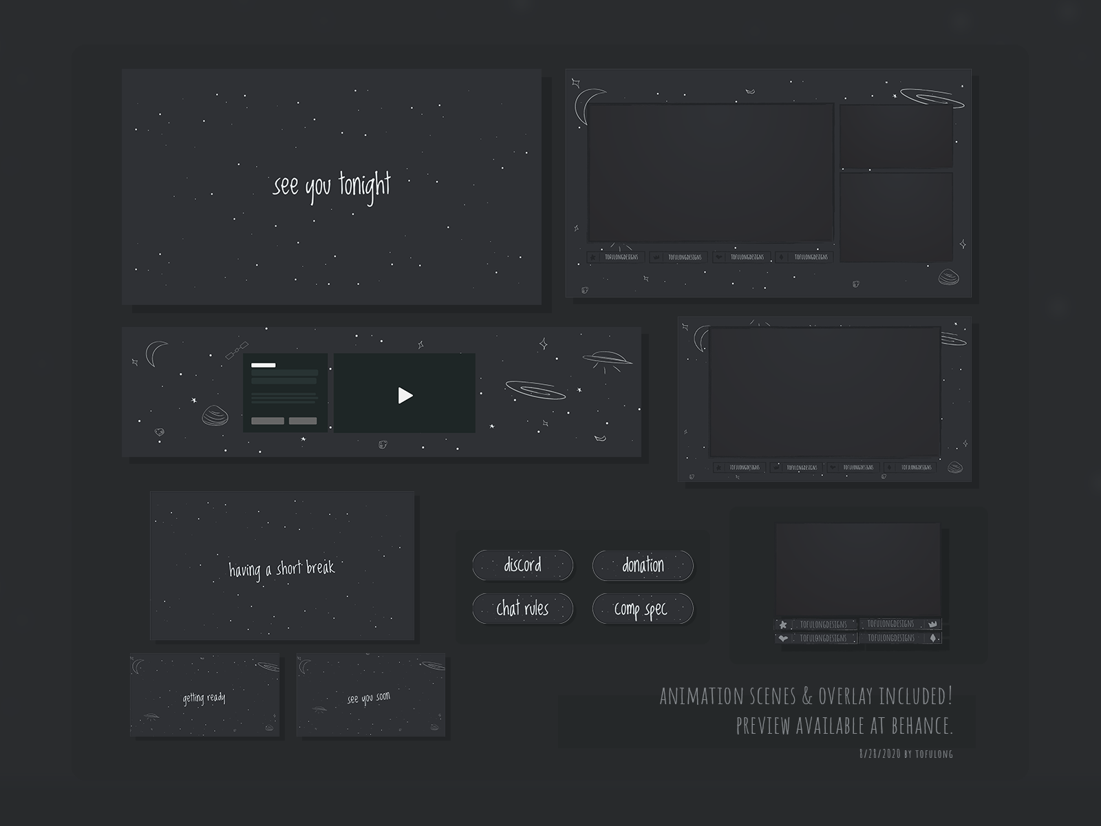 Starry Night Sky Simple Stream Package Twitch Facebook Youtube By Tofulong On Dribbble