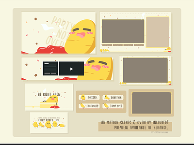 Cute Chips Party Stream Package Design 2d cute obs overlay cute stream overlay cute streamelement overlay cute streamlabs overlay cute twitch design cute twitch designs cute twitch overlay illustration pro stream packages pro twitch overlay simple twitch design streamer twitch twitchemote