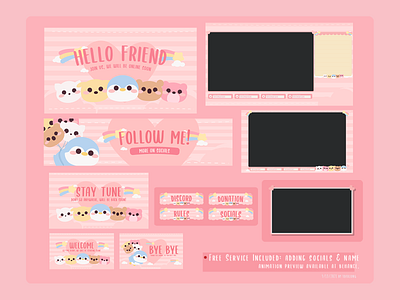 Cute Friends Twitch Overlay Stream Package 2021 2dlive overlay aesthetic stream packages cute twitch design cute vtuber overlay design friends stream package happy stream design hololive overlay illustration pro stream packages streamer twitch twitchemotes vector vtuber overlay