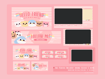 Cute Friends Twitch Overlay Stream Package 2021