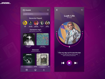 muzek - Music App UI app branding design ui ux