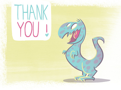 Thanks! cartoon dino dinosaur dribbble illustration invite