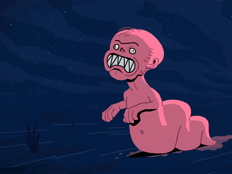 Walks Alone 2d angry animation cartoon characteranimation crawl design gross mad monster slug walkcycle walksalone