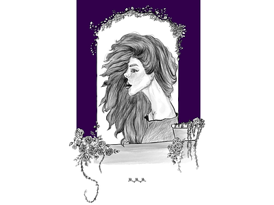 Purple 2d artwork digitalart digitalpainting flowers girl lineart ui