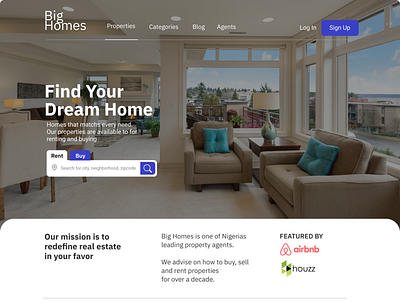 Big Homes Landing Page branding desigin hotel ui ux web website