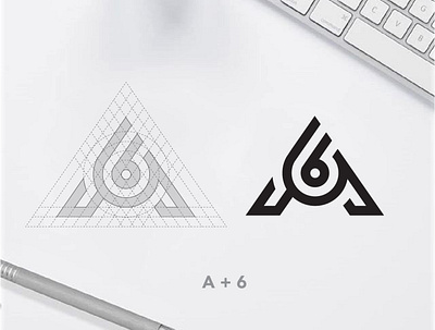 letter A + 6 logo concept brand desain ikon illustration logo merek vector vektor