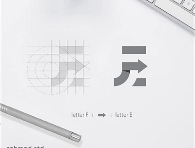 FE logo branding desain design ikon ilustrasi logo merek ui vektor