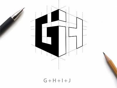 GHIJ logo concept desain ikon logo tipografi vektor