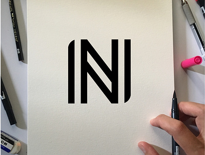 N monogram app branding desain icon ikon ilustrasi logo merek vektor