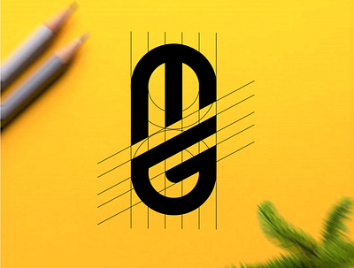 MG monogram app branding desain design ikon ilustrasi logo merek typography vektor