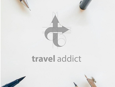 travel addict logo branding desain design flat ikon ilustrasi logo merek vector vektor