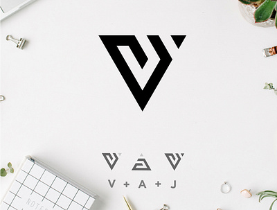 VAJ logo concept app branding desain icon ilustrasi logo merek ux vektor web