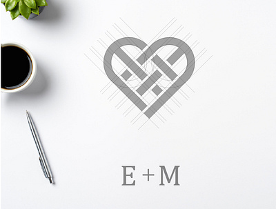 letter E + letter M monogram desain design ikon ilustrasi logo merek ui vektor