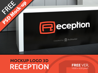 Download MOCKUP LOGO 3D IN RECEPTION - FREE by Richhunter on Dribbble