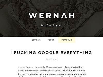 Wernah.com redesign adobe garamond blog fucking gotham journal responsive wernah wordpress