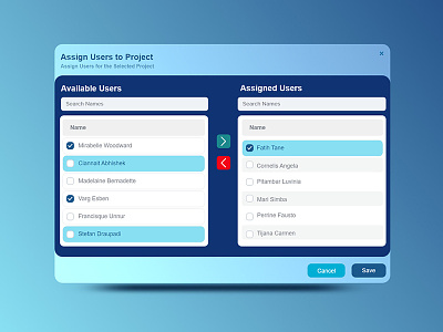 Assigning Users - 
Project management tool - UX visual design