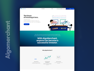 Algomerchant website finance website minimal vector web