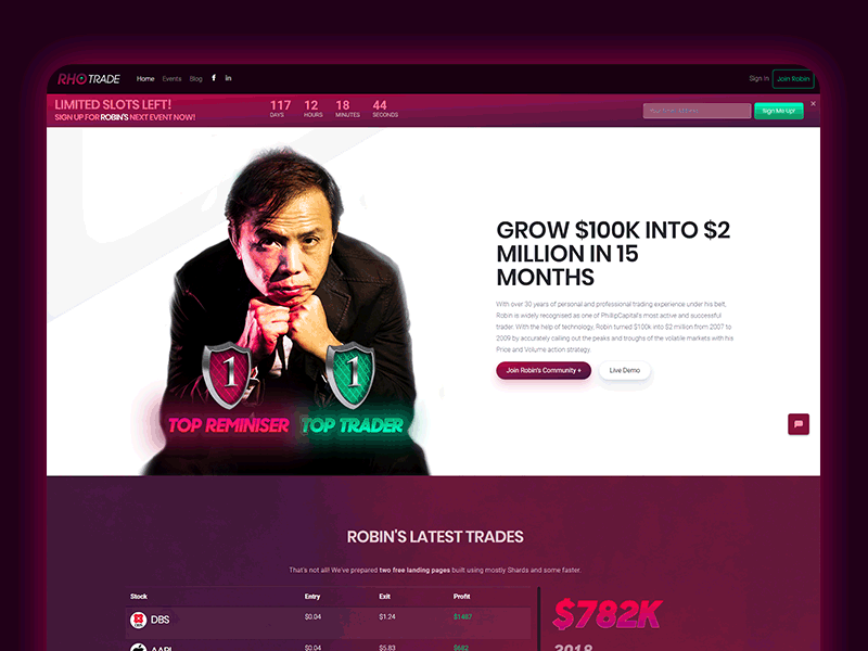 RHO Trade - Website 2018 animation colors finance gif maroon new