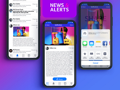 News Section description mobile ui new ux news share ui ux vibrant