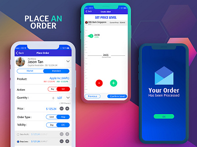 Place and order app mobile order window send ui ux