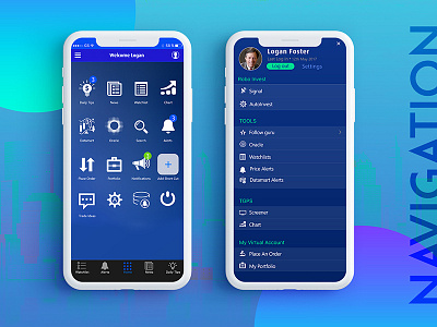App Navigation / dashboard app humberger menu mobile menu navigarion ui ux