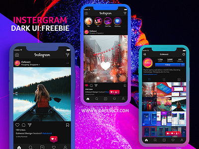 Instergram UI- XD Freebie adobexd black free freebie freedownload instergram ui ux xd