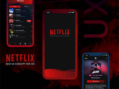 Netflix Mobile app Concept for iOS adobexd animation app branding designstudio finance flat icon illustration lettering logo maroon mobile ui netflix type typography ui ux vibrant website