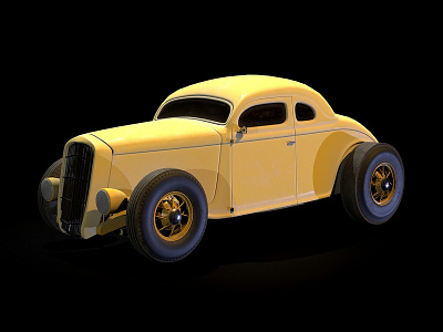 1935 Ford 5 Window Coupe 3d 3d art 3d artist car cars coupe game game art game asset prop racing vehicle vehicle design vehicles yellow