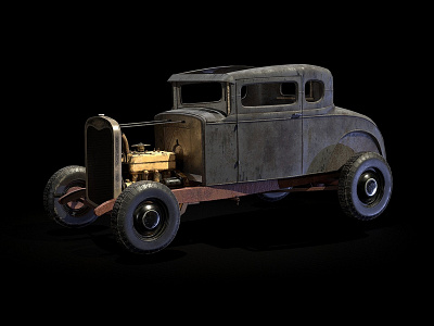 1931 Ford Model A 5 Window Coupe 3d 3d art car cars design engine ford game game art game asset hotrod motor motors render vehicle vehicles yellow