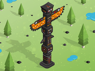 Isometric Totem Illustration