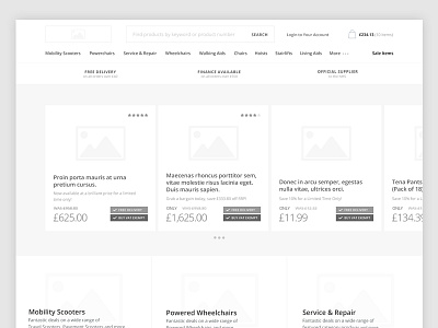 E-commerce Home - Wireframe club studio e commerce product product card web design wireframe