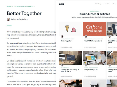 Club Journal blog club studio design studio responsive design sharing ui ux web design
