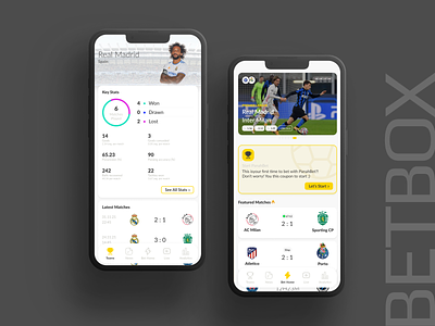 BetBox App Concept Design bet betting design design app fifa football game league live score match mobile app prediction soccer sport tournament ui