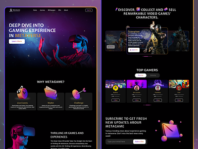 MetaGame - Gaming Experience in Metaverse design game landingpage metaverse nft ui website