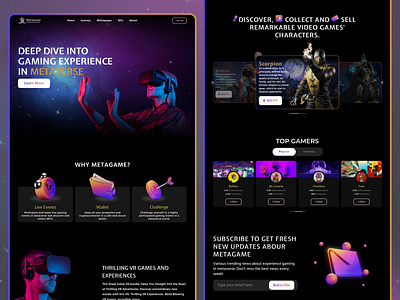 MetaGame - Gaming Experience in Metaverse design game landingpage metaverse nft ui website