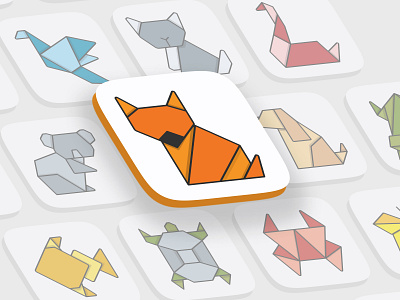 Oricon - Set of origami-made animals icons animals animals icon assets colorful creative design icon icon design icon set iconography iconpack illustration minimal minimalistic origami origami icon ui visual design