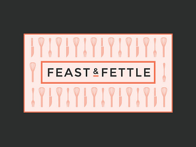 Feast & Fettle business card branding business card catering fork knife pattern utensils whisk